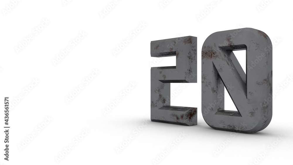 Poster Gray textured 3d number 