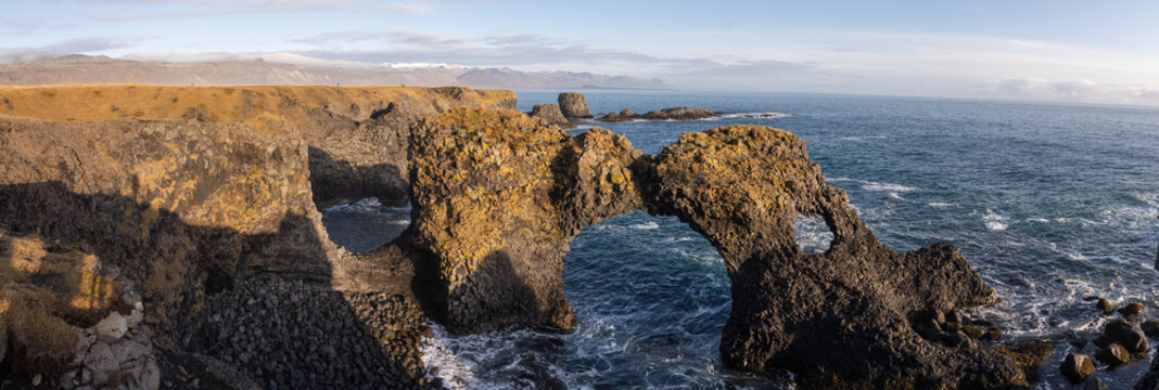 Views of the Gatklettur arch, Hellnar Beach Area, Sn&aelig;fellsnes Peninsula, Iceland