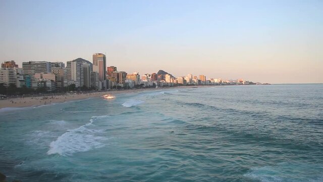 view of leblon beach from the top of leblon viewpoint in rio de janeiro brazil.