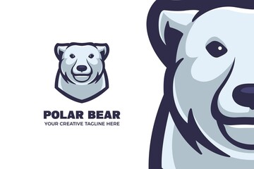 Polar Bear Cartoon Mascot Logo Template