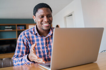 Man on a video call from work.