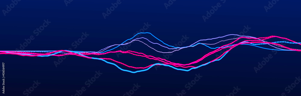 Poster sound wave element. abstract blue digital equalizer. big data visualization. dynamic light flow. 3d 