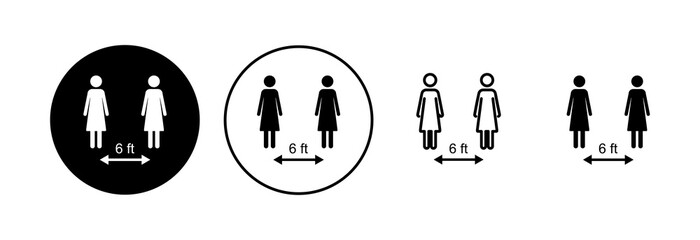Social distancing icon set. social distance icon. self quarantine sign