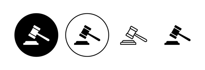Gavel icon set. judge gavel icon vector. law icon vector. auction hammer - obrazy, fototapety, plakaty