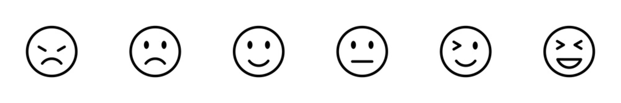 Conjunto de iconos emoticones. Caritas de reacciones. Concepto de reacciones de chat, emoji