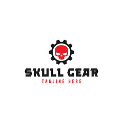 Fototapeta na wymiar skull gear logo design for logo template