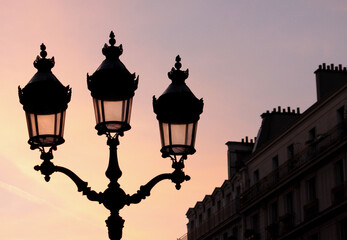 street lamp and sunset at Paris