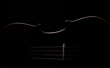 Close up or macro photography of a violin silhouette in low key light, abstract still life in a ...