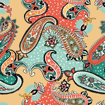 paisley elements. Ethnic motif from India, Persia, Russia, isolated on white background. For textile design and decoration