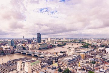 Overlooking City Skyline, London, England