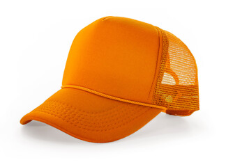 Side View Realistic Cap Mock Up In orange Flash Color is a high resolution hat mockup to help you...