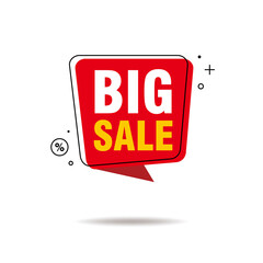 Simple Flat Red BIg Sale Banner Isolated on White Background Design, Red Outlined Big Sale Advertisement Element Template Vector