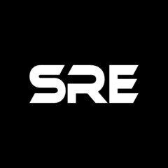 SRE letter logo design with black background in illustrator, vector logo modern alphabet font overlap style. calligraphy designs for logo, Poster, Invitation, etc.
