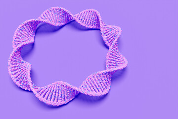 3d illustration of a stereo strip of different colors. Geometric stripes similar to waves. Simplified pink   dna line on white isolated background