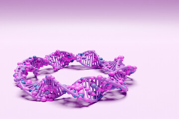 3d illustration of a  science template, abstract background with a DNA molecules. abstract technology science concept DNA futuristic