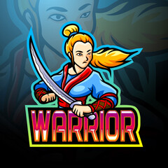 Warrior girl esport logo mascot design