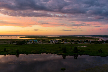 Mobile Bay causeway at sunset 