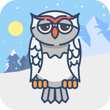 Cute snow owl illustration. Winter is coming