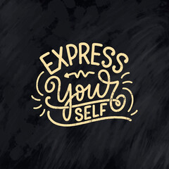 Be yourself lettering slogan. Funny quote for blog, poster and print design. Modern calligraphy text about selfcare. Vector