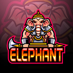 Elephant esport logo mascot design