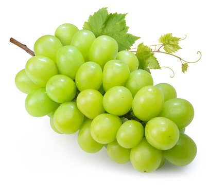  Japanese Shine Muscat Grape isolated on white background,Sweet Green grape isolated on white With clipping path