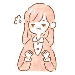 怒っているシンプルでかわいい手描きの女性