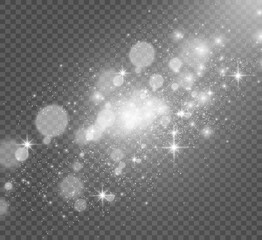 Beautiful sparks shine with special light. Vector sparkles on a transparent background. Christmas abstract pattern. A beautiful illustration for the postcard. The background for the image. Luminaries.