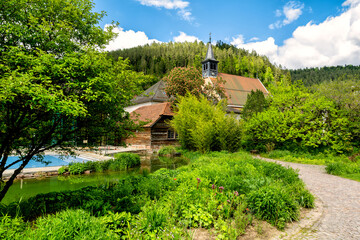 The Mineral Therme and spa park in Bad Teinach. Black Forest, Baden-Wurttemberg, Germany, Europe
