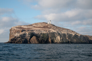 Fototapeta na wymiar Anacapa Island Lighthouse and Arch in the Channel Islands National Park offshore from Santa Barbara California USA