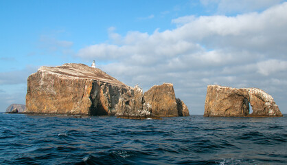 Fototapeta na wymiar Anacapa rock formation on Anacapa Island in the Channel Islands Naitonal Park offshore from the Ventura Oxnard area of southern California USA
