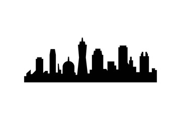 Cityscape silhoutte vector image, isolated on white background.