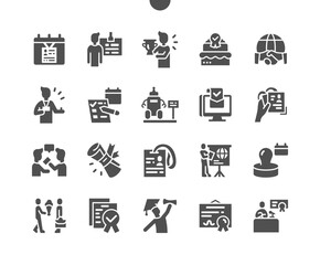 International Accreditation Day 9 June. Rewarding the best employees. Calendar. Ninth of june. Discussion of problems. Congratulation. Certificate. Vector Solid Icons. Simple Pictogram