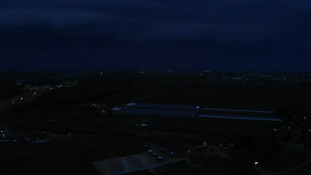 Series Of Thunderlight Lights Up The Overcast Sky At Nighttime. slow motion