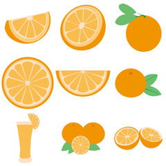 Orange fruit. Oranges that are segmented on a white background.