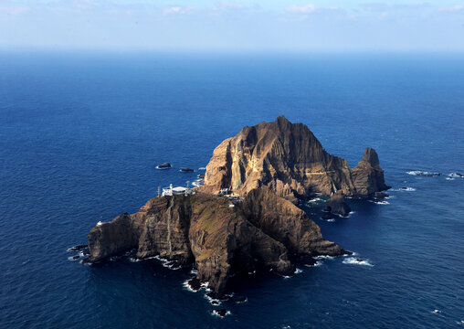 dokdo island aerial view in south korea.