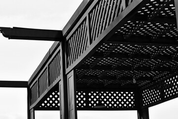 Fototapeta premium Wooden pavilion,natural woods lath line