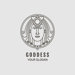 Linear flat goddess logo. - Vector.