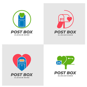 Set of Love Post Box logo vector template, Creative Post Box logo design concepts