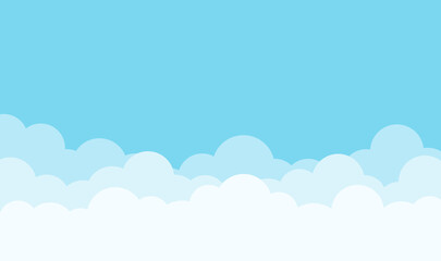Fluffy clouds cartoon on top blue clear sky landscape outdoor background vector