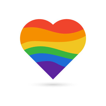 LGBT Heart wavy Rainbow Pride of Gay, Lesbian flag icon colorful concept vector isolated background