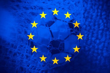 Soccer ball inside the european flag.