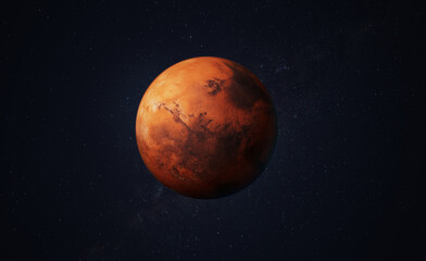 Obraz na płótnie Canvas Mars red planet with starry background