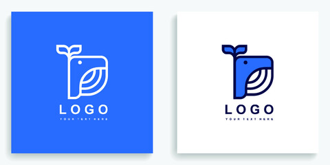 Blue Whale Rounded Logo. Modern logo icon symbol template vector design © gusmanfahmi