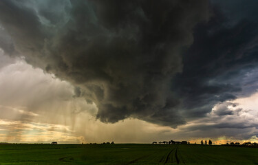 Severe thunderstorm clouds, landscape with storm clouds