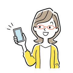 ベクターイラスト素材：スマートフォンを持つ若い女性
