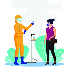 Checking Body temperature vector illustration