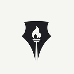 Pen nib with torch isolated on a white background