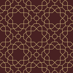 Seamless background for your designs. Modern ornament. Geometric abstract brown and golden pattern
