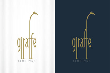 Giraffe lettering similar to silhouette of standing giraffe - 436590137