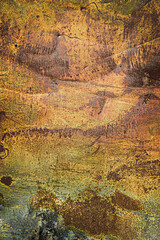 Grunge rusted metal texture. Rusty corrosion and oxidized background. Worn metallic iron panel. Vertical